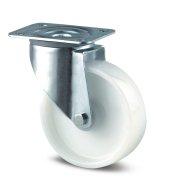 Roue industrielle pivotante blanche avec plaque de montage (4 modèles)