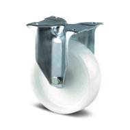 Roue industrielle fixe blanche avec plaque de montage (4 modèles)