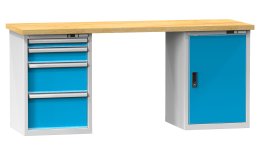 Tables d'atelier série M, largeur 1500, profondeur 700 ou 800, hauteur 880 ou 890 mm (6 modèles)