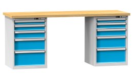 Tables d'atelier série O, largeur 2000, profondeur 700 ou 800, hauteur 880 ou 890 mm (6 modèles)