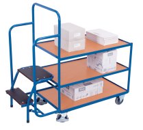 Chariot de ramassage avec marches, 3 tablettes