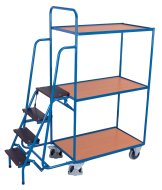Chariot de ramassage avec marches, 3 tablettes