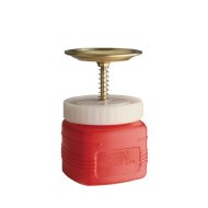 Récipient de sécurité avec piston plongeur pour la distribution, l'humidification et le nettoyage du liquide