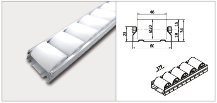 Rail à rouleaux PL-601F_WM diamètre du rouleau 30 mm - 1