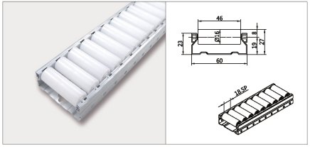Rail à rouleaux PL-601F_WS diamètre des rouleaux 16 mm - 1