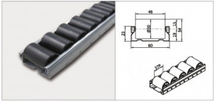 Rail à rouleaux PL-601F_EM (ESD), diamètre des rouleaux 30 mm - 1