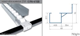 Rail de guidage en aluminium pour voie à rouleaux PA-415B