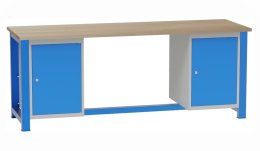 Table d'atelier avec conteneurs insérés
