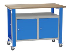 Table d'atelier mobile avec conteneurs insérés