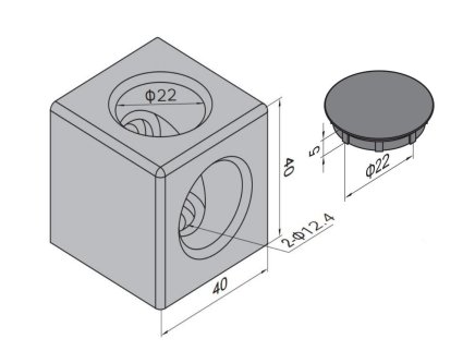 Accouplement cubique 40x40 - 3