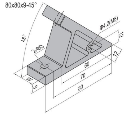 Angle 45°, 80x80x9 mm - 2