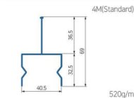 Rail de guidage en aluminium pour voie à rouleaux PA-405A - 2
