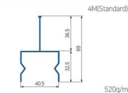 Rail de guidage en aluminium pour voie à rouleaux PA-405A - 2