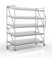 Chariot à étagères pour caisses avec tablettes inclinées de largeur 1700 mm, SP17040 (3 modèles)