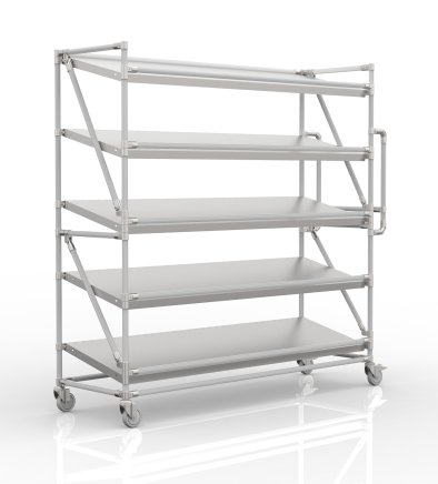 Chariot à étagères pour caisses avec tablettes inclinées de largeur 1700 mm, SP17040 (3 modèles) - 1