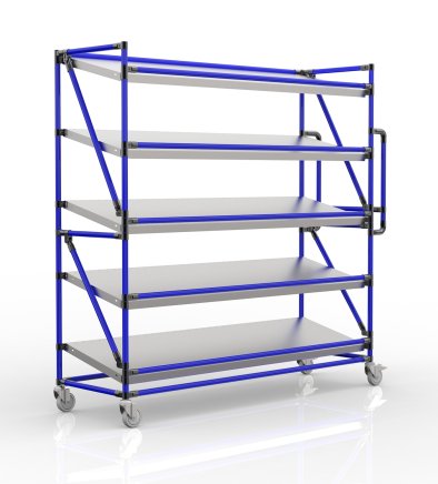 Chariot à étagères pour caisses avec tablettes inclinées de largeur 1700 mm, SP17040 (3 modèles) - 3