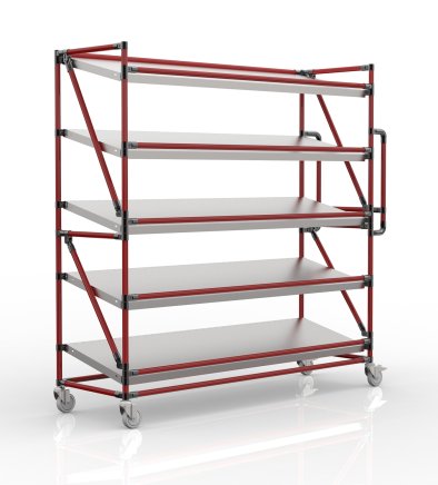 Chariot à étagères pour caisses avec tablettes inclinées de largeur 1700 mm, SP17040 (3 modèles) - 2
