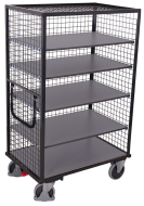 Chariot armoire avec étagères et 3 parois grillagées