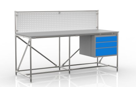 Table d'atelier avec panneau perforé largeur 2000 mm, 24040839 - 4