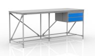 Table d'atelier avec conteneur à deux tiroirs largeur 2000 mm, 240405314 - 1