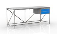 Table d'atelier avec conteneur à deux tiroirs largeur 2000 mm, 240405314 - 4