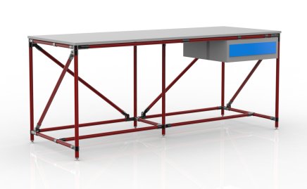Table d'atelier avec conteneur avec un tiroir largeur 2000 mm, 240405313 - 2