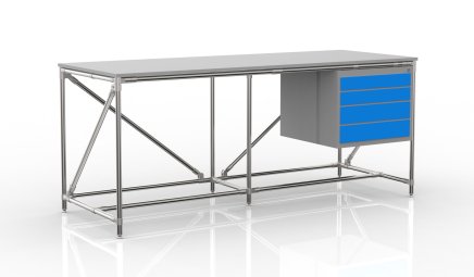 Table d'atelier avec conteneur à quatre tiroirs, largeur 2000 mm, 240405316 - 4