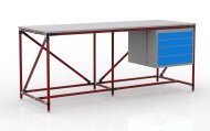 Table d'atelier avec conteneur à quatre tiroirs, largeur 2000 mm, 240405316 - 2