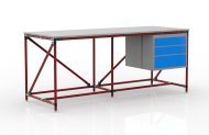 Table d'atelier avec conteneur à trois tiroirs largeur 2000 mm, 240405315 - 2