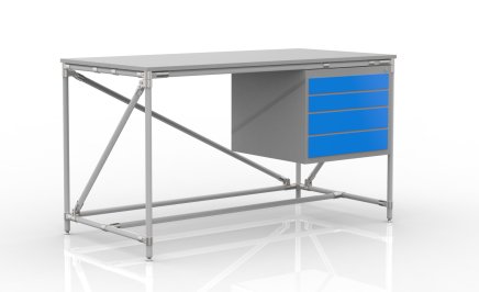 Table d'atelier avec conteneur à quatre tiroirs, largeur 1500 mm, 240405310 - 1