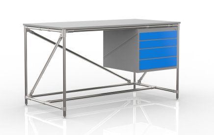Table d'atelier avec conteneur à quatre tiroirs, largeur 1500 mm, 240405310 - 4