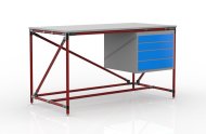 Table d'atelier avec conteneur à quatre tiroirs, largeur 1500 mm, 240405310 - 2