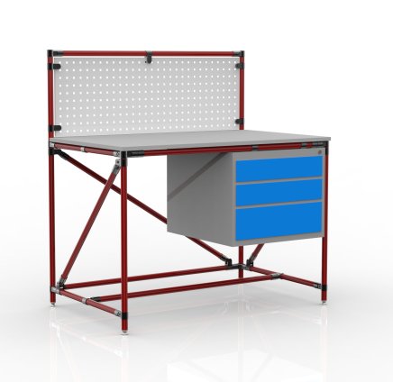 Table d'atelier en système de canalisations avec panneau perforé 240408315 (3 modèles) - 2