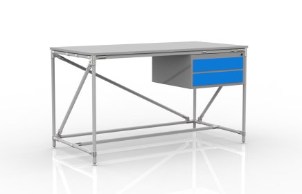 Table d'atelier avec conteneur à deux tiroirs, largeur 1500 mm, 24040538 - 1