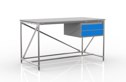 Table d'atelier avec conteneur à deux tiroirs, largeur 1500 mm, 24040538 - 4