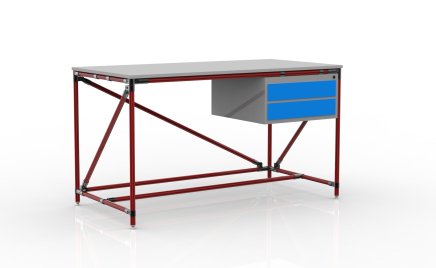 Table d'atelier avec conteneur à deux tiroirs, largeur 1500 mm, 24040538 - 2