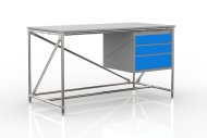 Table d'atelier avec conteneur à trois tiroirs largeur 1500 mm, 24040539 - 4