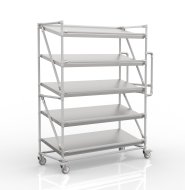 Chariot à étagères pour caisses avec étagères inclinées largeur 1300 mm, SP13050 - 1