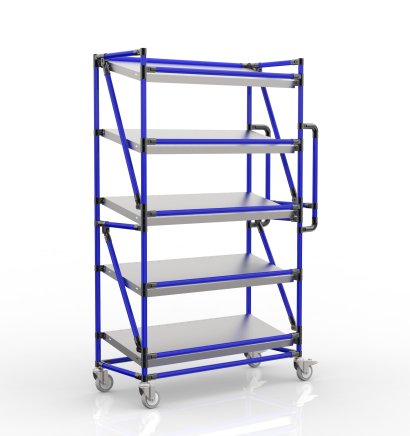 Chariot à étagères pour caisses avec tablettes inclinées de largeur 1000 mm, SP10040 (4 modèles) - 3
