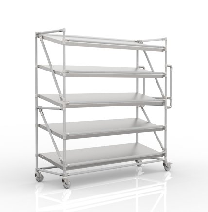 Chariot à étagères pour caisses avec étagères inclinées largeur 1700 mm, SP17050 - 1