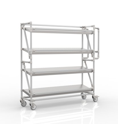 Chariot à étagères pour caisses avec tablettes inclinées largeur 1300 mm, SP13030 (4 modèles) - 1