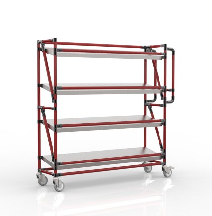 Chariot à étagères pour caisses avec tablettes inclinées largeur 1300 mm, SP13030 (4 modèles) - 2