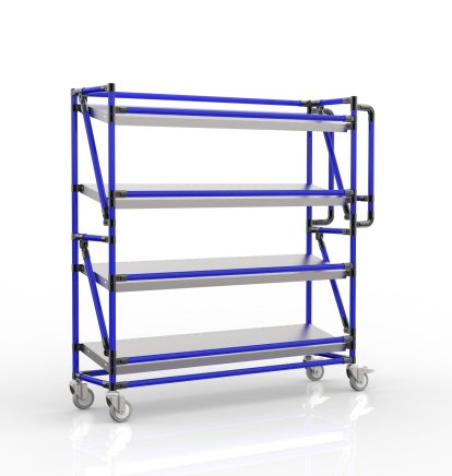 Chariot à étagères pour caisses avec tablettes inclinées largeur 1300 mm, SP13030 (4 modèles) - 3