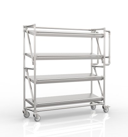 Chariot à étagères pour caisses avec tablettes inclinées largeur 1300 mm, SP13030 (4 modèles) - 4