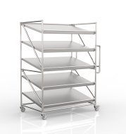Chariot à étagères pour caisses avec étagères inclinées largeur 1300 mm, SP13080 - 4