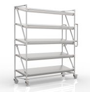 Chariot à étagères pour caisses avec tablettes inclinées de largeur 1500 mm, SP15040 (3 modèles)