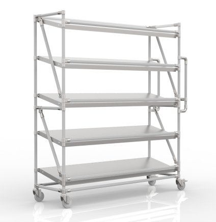 Chariot à étagères pour caisses avec tablettes inclinées de largeur 1500 mm, SP15040 (3 modèles) - 1