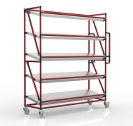 Chariot à étagères pour caisses avec tablettes inclinées de largeur 1500 mm, SP15040 (3 modèles) - 2