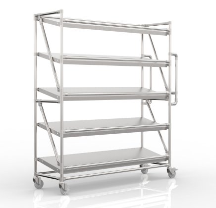 Chariot à étagères pour caisses avec tablettes inclinées de largeur 1500 mm, SP15040 (3 modèles) - 4