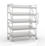 Chariot à étagères pour caisses avec étagères inclinées largeur 1300 mm, SP13060 - 1